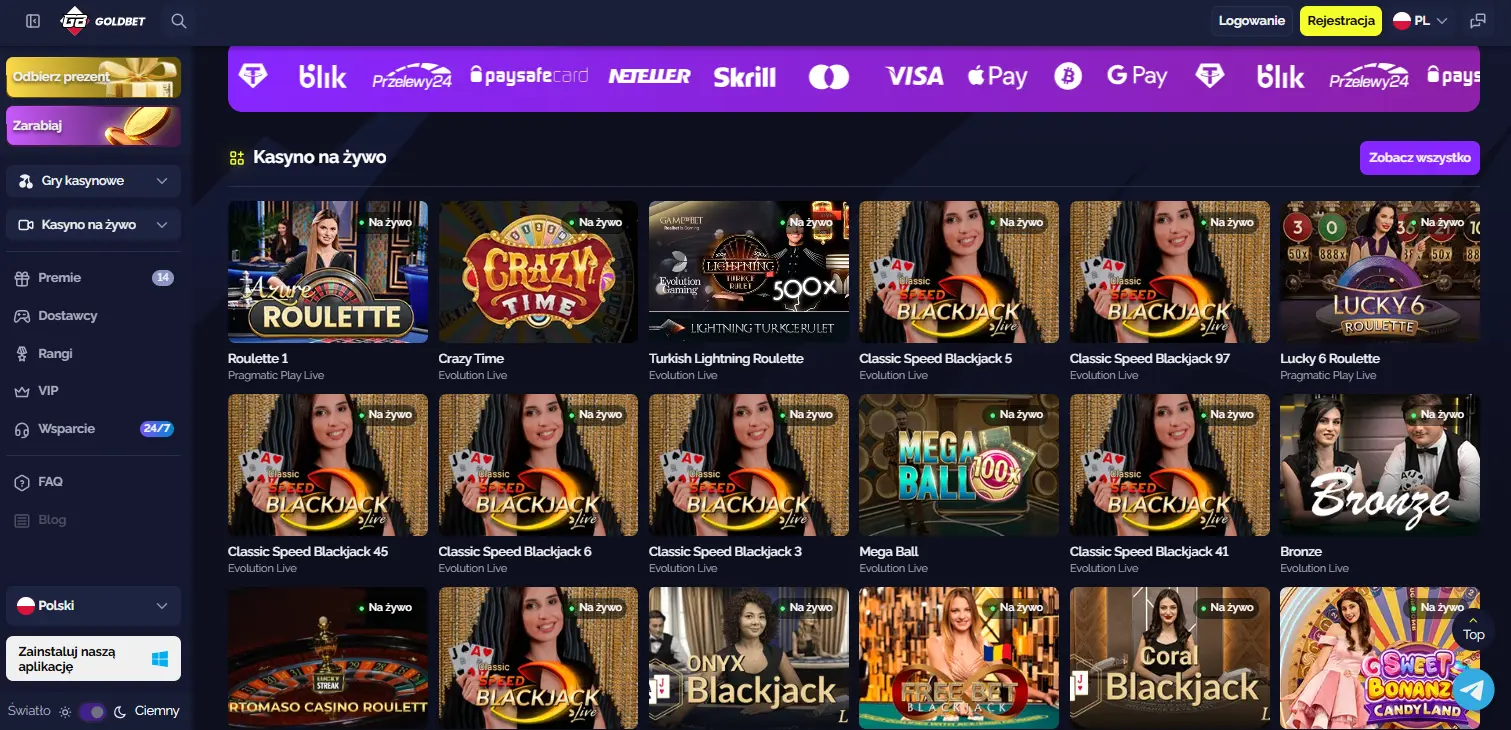 Rozliczenia w złotych Goldbet Casino PL metody i terminy